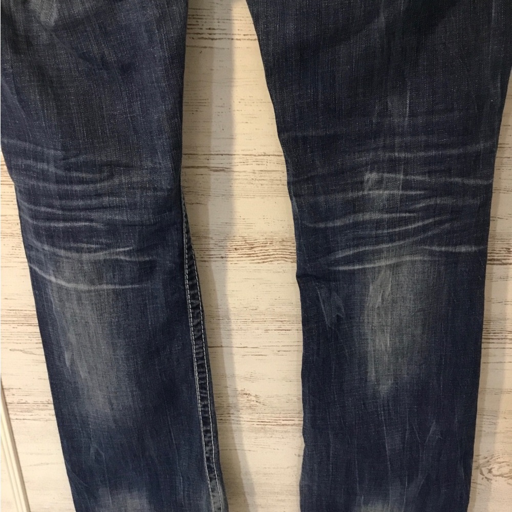 Big Star Women's Distressed Blue Denim Jeans with Embellishment Pocket - Picture 7 of 16